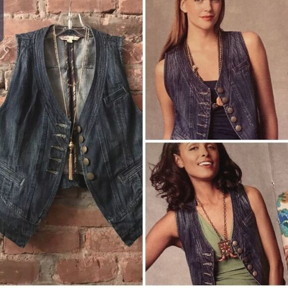 CAbi jean button front vest sz small - Picture 1 of 5